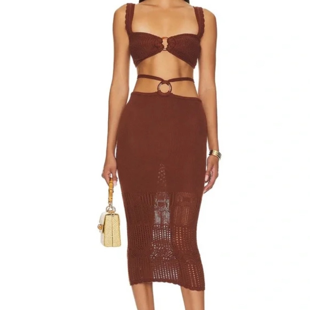 Tularosa Brown Crochet Midi Set